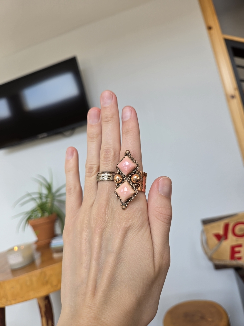Pink Conch Double Copper Ring 53